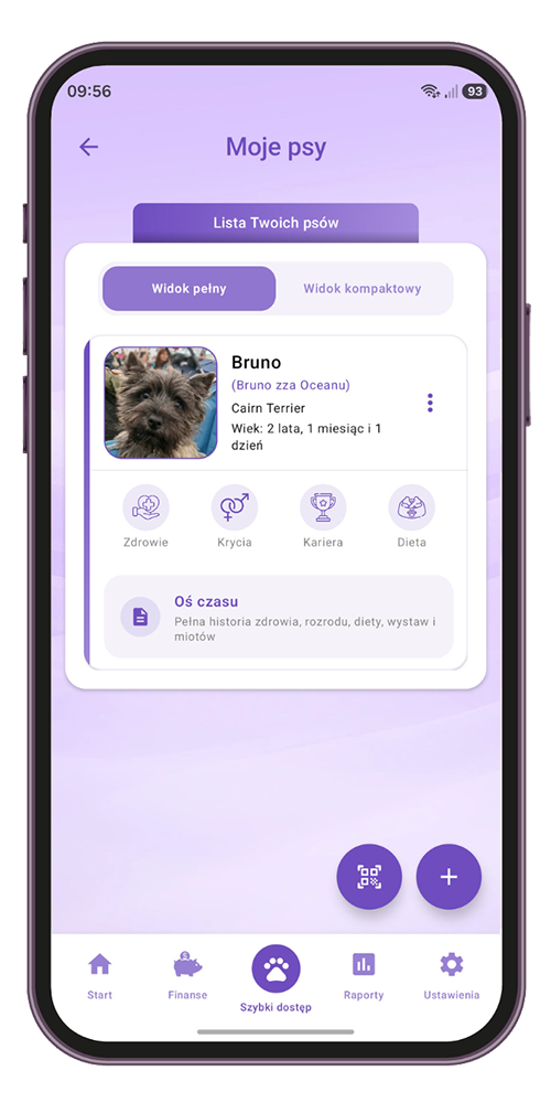 Krycie psa – historia rozrodu reproduktora w aplikacji Paw Manager