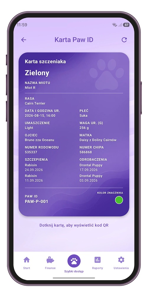 Karta Paw ID szczeniaka – dane przekazywane przy odbiorze szczeniaka od hodowcy